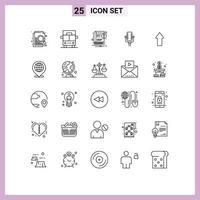 25 Thematic Vector Lines and Editable Symbols of upload arrows notice arrow record Editable Vector Design Elements