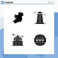 Group of 4 Modern Solid Glyphs Set for world moon observatory mosque engine Editable Vector Design Elements