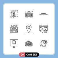 Universal Icon Symbols Group of 9 Modern Outlines of location laptop movember setting design Editable Vector Design Elements