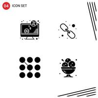 User Interface Pack of 4 Basic Solid Glyphs of computer access monitor link passkey Editable Vector Design Elements