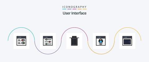 User Interface Line Filled Flat 5 Icon Pack Including interface. communication. user. profile vector