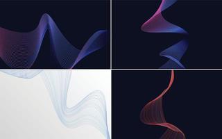 Set of 4 geometric wave pattern backgrounds to elevate your work vector