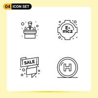 4 iconos creativos signos y símbolos modernos de la etiqueta de venta de la conferencia cuidado de la fórmula elementos de diseño vectorial editables vector