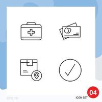 4 símbolos de signos de línea universal de caja de pasaporte de marcador de posición de bolsa comprobar elementos de diseño vectorial editables vector