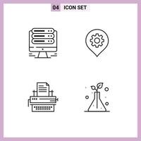 Line Pack of 4 Universal Symbols of monitor letter web location keys Editable Vector Design Elements