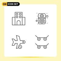 4 Thematic Vector Filledline Flat Colors and Editable Symbols of apartment flight travel hardware refresh Editable Vector Design Elements