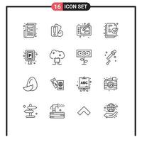 16 Universal Outline Signs Symbols of sign car tablet ready document Editable Vector Design Elements