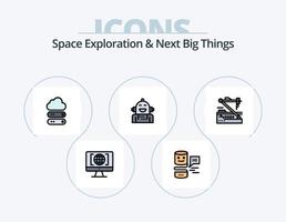 la exploración espacial y las próximas grandes cosas llenan el paquete de iconos 5 diseño de iconos. pensar. globo. sentimiento. mundo. fabricación vector