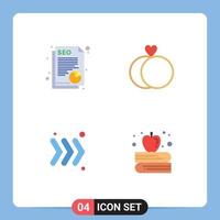 Editable Vector Line Pack of 4 Simple Flat Icons of document keyboard data wedding apple on book Editable Vector Design Elements