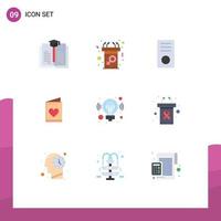 Set of 9 Modern UI Icons Symbols Signs for idea wedding computers love hardware Editable Vector Design Elements