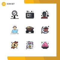 9 Creative Icons Modern Signs and Symbols of food trolley sports music listen Editable Vector Design Elements