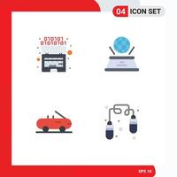 Editable Vector Line Pack of 4 Simple Flat Icons of artificial car intelligence imagination fitness Editable Vector Design Elements