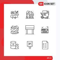 Pictogram Set of 9 Simple Outlines of scarf clothes contract christmas award Editable Vector Design Elements