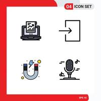 Pictogram Set of 4 Simple Filledline Flat Colors of analytics learn laptop enter school Editable Vector Design Elements