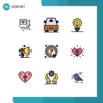 Universal Icon Symbols Group of 9 Modern Filledline Flat Colors of question ask genuine ad notification Editable Vector Design Elements
