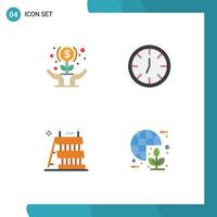 Editable Vector Line Pack of 4 Simple Flat Icons of expand construction hands interior tools Editable Vector Design Elements