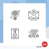 Pack of 4 Modern Filledline Flat Colors Signs and Symbols for Web Print Media such as idea lab app money cancel online laboratory Editable Vector Design Elements