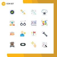 Concepto de 16 colores planos para sitios web móviles y aplicaciones que se encuentran con software en la nube química servidor en la nube base de datos en la nube paquete editable de elementos creativos de diseño de vectores