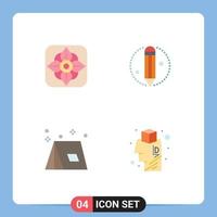 4 Universal Flat Icons Set for Web and Mobile Applications flower tent creative camp brain Editable Vector Design Elements