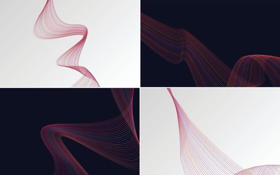 Set of 4 geometric wave pattern backgrounds for a modern look vector