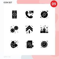 9 User Interface Solid Glyph Pack of modern Signs and Symbols of arrow laboratory messaging lab marketing Editable Vector Design Elements