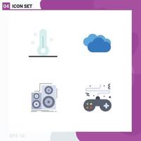 Universal Icon Symbols Group of 4 Modern Flat Icons of nature hifi weather raining speaker Editable Vector Design Elements