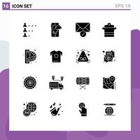 Pictogram Set of 16 Simple Solid Glyphs of fun pot mail pan cooking Editable Vector Design Elements