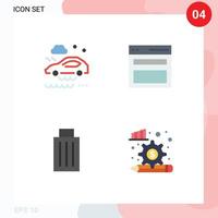 Group of 4 Modern Flat Icons Set for bad weather condition been wet road menu garbage Editable Vector Design Elements