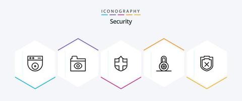 paquete de iconos de 25 líneas de seguridad que incluye . . blindaje. advertencia. seguridad vector