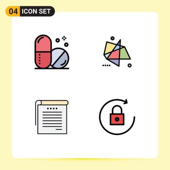 Set of 4 Modern UI Icons Symbols Signs for healthcare notes abstract motion student notes Editable Vector Design Elements
