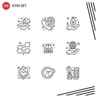 9 Universal Outline Signs Symbols of jacket sport bag exercise hand Editable Vector Design Elements