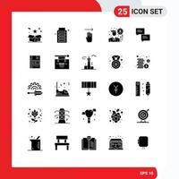 Set of 25 Commercial Solid Glyphs pack for communication investor environment investment right Editable Vector Design Elements