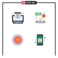 4 Creative Icons Modern Signs and Symbols of code navigation web meeting mobile app Editable Vector Design Elements