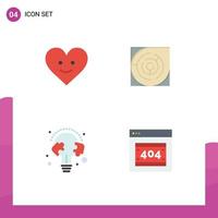 Pack of 4 Modern Flat Icons Signs and Symbols for Web Print Media such as love learn maze strategy puzzle Editable Vector Design Elements