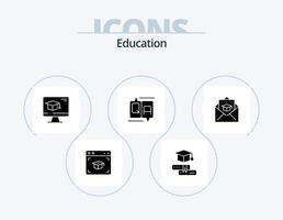 paquete de iconos de glifo de educación 5 diseño de iconos. educación. mensaje. computadora. educación. chat vector