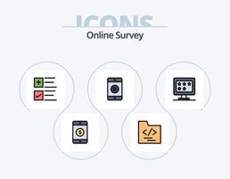 línea de encuesta en línea llena de icono paquete 5 diseño de icono. video . móvil . más bueno vector