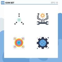 Editable Vector Line Pack of 4 Simple Flat Icons of connection pertinent gear marketing gear Editable Vector Design Elements