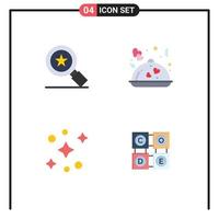 conjunto moderno de 4 iconos y símbolos planos, como logros, estrellas, comida, san valentín, aprendizaje, elementos de diseño vectorial editables vector