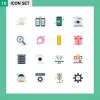 grupo de símbolos de icono universal de 16 colores planos modernos de diseño tapa de aplicación de otoño paquete editable de elementos de diseño de vectores creativos