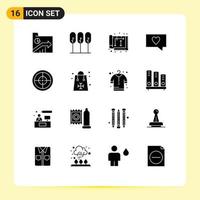 16 Universal Solid Glyph Signs Symbols of army love trees like house Editable Vector Design Elements