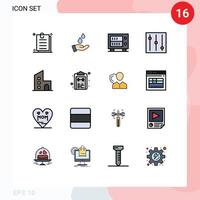 conjunto de 16 iconos de ui modernos símbolos signos para lista propiedad dinero edificio moderno elementos de diseño de vectores creativos editables
