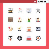 Flat Color Pack of 16 Universal Symbols of home appliances furniture computer grill online Editable Pack of Creative Vector Design Elements