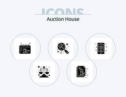 Auction Glyph Icon Pack 5 Icon Design. online sale. hammer. legal. auction. balance vector