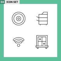 Pack of 4 creative Filledline Flat Colors of mobile technology web electronics wireless Editable Vector Design Elements