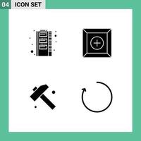 4 Thematic Vector Solid Glyphs and Editable Symbols of hardware tool storage product clockwise Editable Vector Design Elements