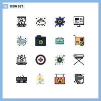 Set of 16 Modern UI Icons Symbols Signs for error develop jewelry browser settings Editable Creative Vector Design Elements