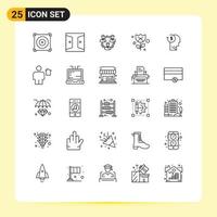 Universal Icon Symbols Group of 25 Modern Lines of rose flower team structure people Editable Vector Design Elements