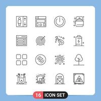 Mobile Interface Outline Set of 16 Pictograms of target sidebar outdoor right communication Editable Vector Design Elements