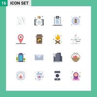 Set of 16 Modern UI Icons Symbols Signs for map healthy shop diet design Editable Pack of Creative Vector Design Elements