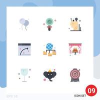 User Interface Pack of 9 Basic Flat Colors of connection hosting digital window web Editable Vector Design Elements